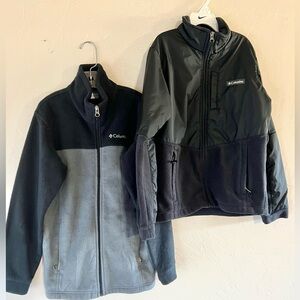 Columbia Grey Black Zip Up Fleece Lot Of 2 Boys Size Medium Jackets